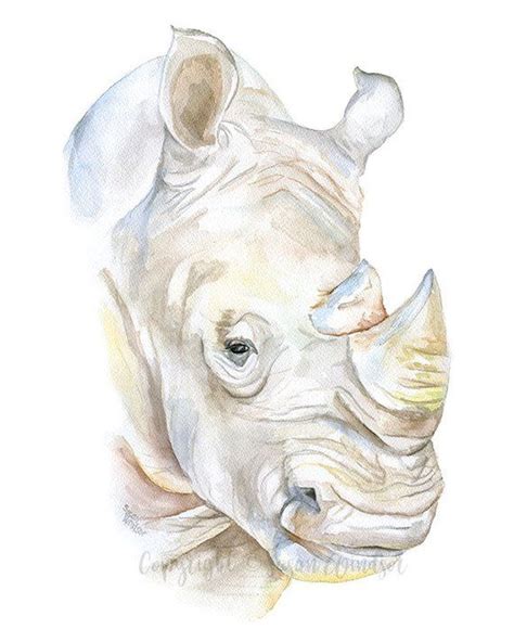 Rhino Watercolor Painting Print 11 x 14 Giclee | Etsy | Rhino painting ...