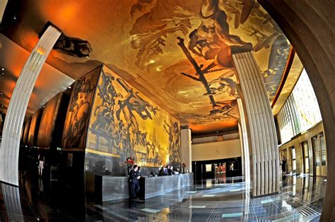 GE building mural, Rockefeller Center - Lower Plaza | Art deco mural ...