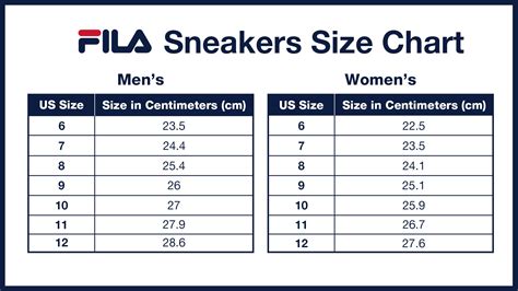 FILA SNEAKERS SIZE CHART – FILA Philippines