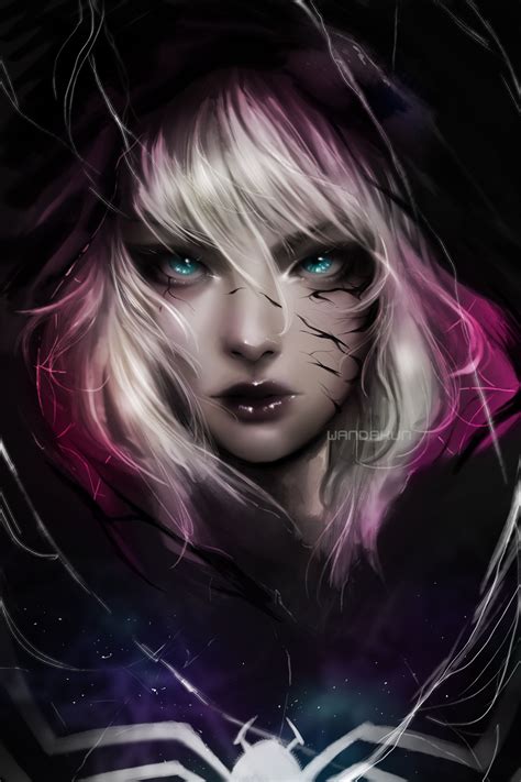 white haired woman illustration #Spider-Gwen Spider Gwen #Venom ...