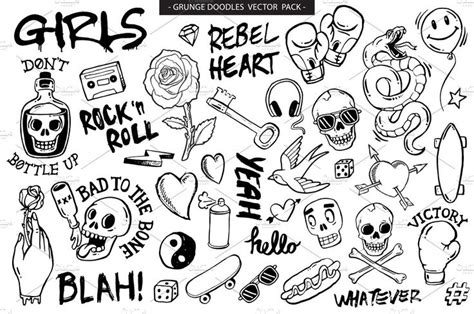 Grunge Graffiti Doodles Vector Pack | Graffiti doodles, Doodle tattoo ...