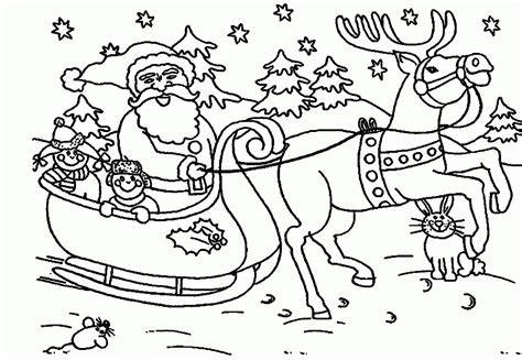 Santa Sleigh Reindeer Coloring Page Coloring Pages