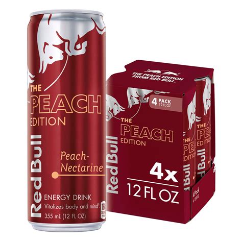 Red Bull Peach Edition Energy Drink, 12 fl oz, Pack of 4 Cans - Walmart.com