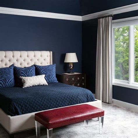 Top 50 Best Navy Blue Bedroom Design Ideas - Calming Wall Colors