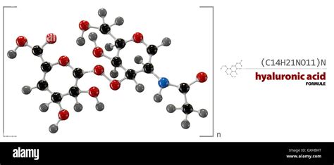 Hyaluronic acid chemical formula, molecule structure, medical illustration Stock Photo - Alamy