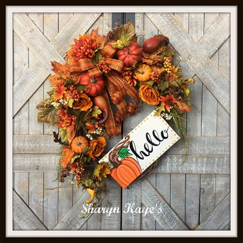 Fall Wreath Autumn Wreath Hello Wreath Pumpkin Wreath Fall | Etsy