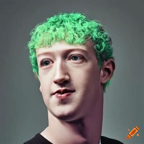 Zuckerberg running with colorful hair on Craiyon