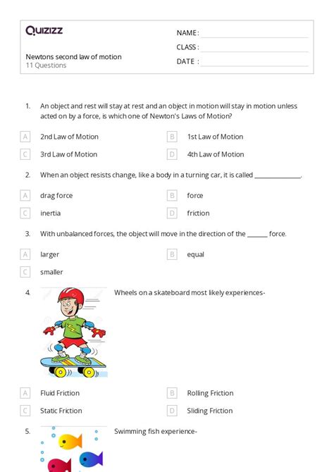 50+ newtons second law worksheets on Quizizz | Free & Printable