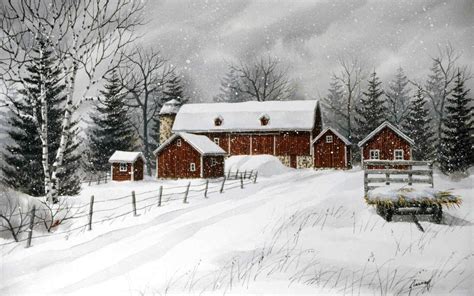 Door Country Farm ~ Kathy Glasnap | Snow scenes, Scene background, Barn ...