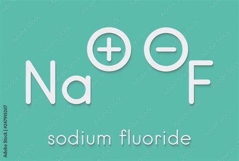 Sodium fluoride, chemical structure. Skeletal formula. Stock ...