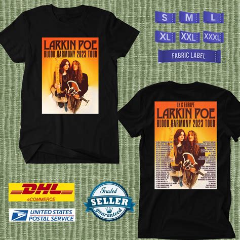 TOUR 2023 LARKIN POE BLOOD HARMONY EUROPE TOUR BLACK TEE SHIRT W DATE CODE EP01