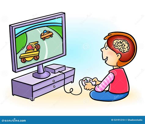 Boy Addicted To Playing Video Games Stock Vector - Image: 53191210