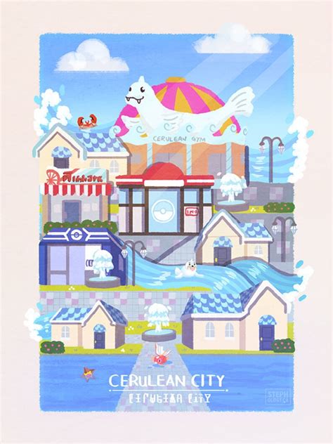 Pokemon Cerulean City Print/Poster | Etsy