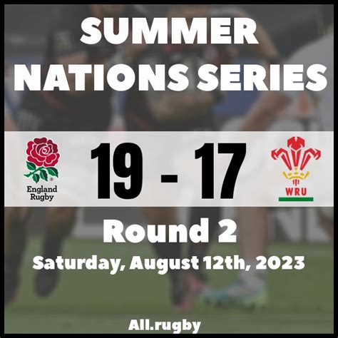 Match report England 19 - 17 Wales, 12/08/2023 - Summer Nations Series ...