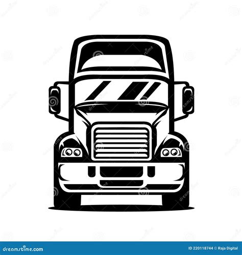 Semi Truck Vector Front View Isolated Stock Vector - Illustration of ...