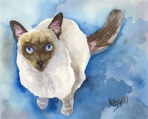 Siamese Cat Print, Siamese Cat Art Print Acrylic Painting, Memorial, Lover – Poster - Canvas ...