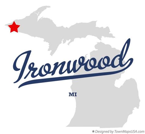 Map of Ironwood, MI, Michigan