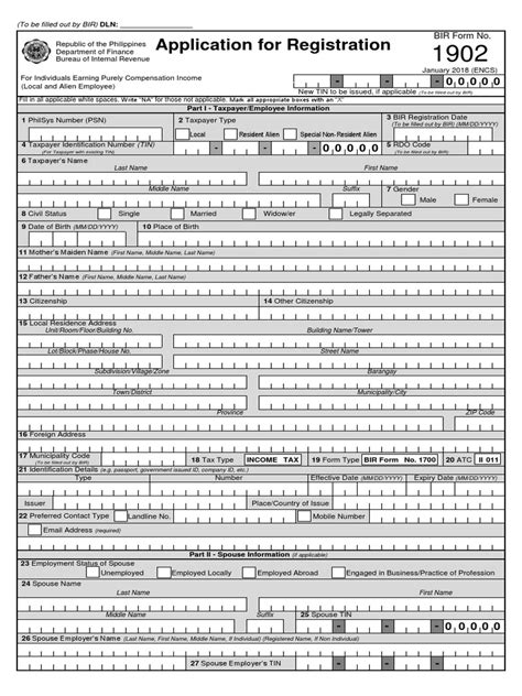 BIR Tin Application (Form 1902) | Identity Document | Taxpayer