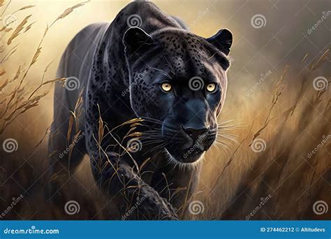 Panther on the Hunt, Stalking Its Prey Stock Illustration - Illustration of prey, stalking ...