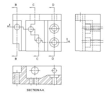 Draw the following sectional views of the below sketch. The material of ...