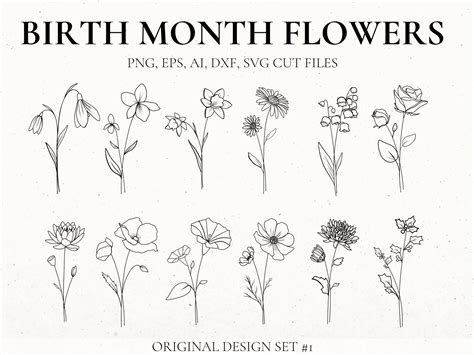 Line Drawings Of Birth Month Flowers - Image to u