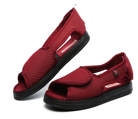 Wide Width Orthopedic Adjustable Velcro Diabetic Sandals Fully Open Shoes for Swollen Feet ...