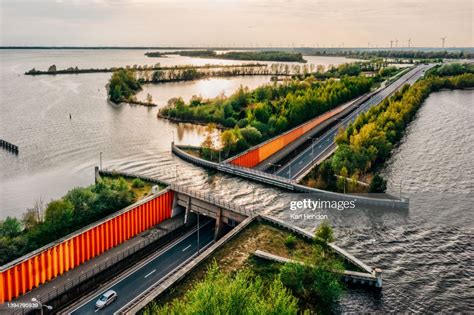 An Aerial View Of Veluwemeer Aqueduct The Netherlands High-Res Stock Photo - Getty Images