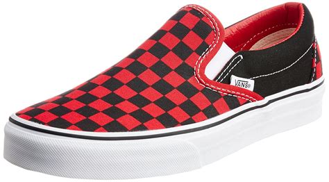 Buy Vans Men's Classic Slip-on Checkerboard Red and Black Canvas Boat ...