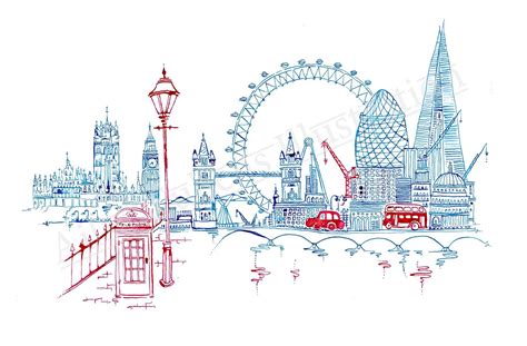 London Skyline Drawing - Skyline London Line Vector Illustration Style ...