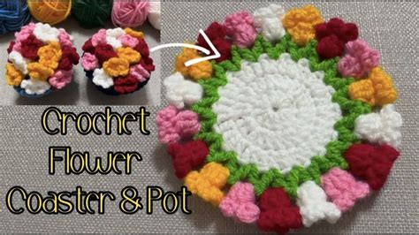 Crochet Flower Coaster & Pot/ Super Easy/ #crochet #crochettutorial #JINzCrochet - YouTube ...