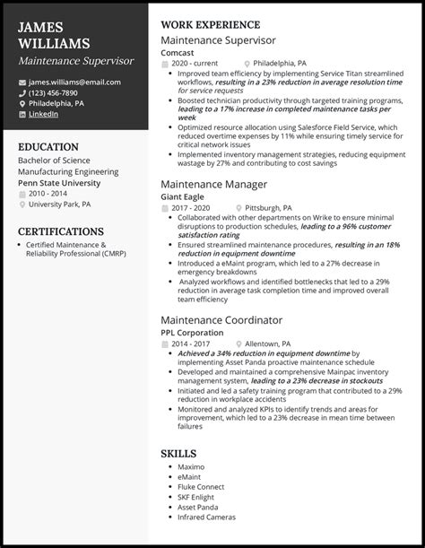 3 Maintenance Supervisor Resume Examples [& Templates]