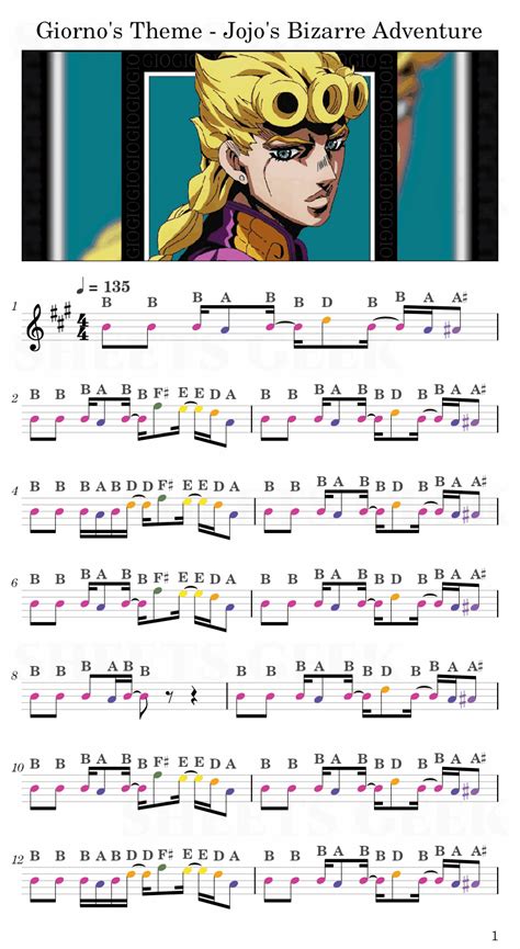 Giorno's Theme - Jojo's Bizarre Adventure | Easy Sheet Music