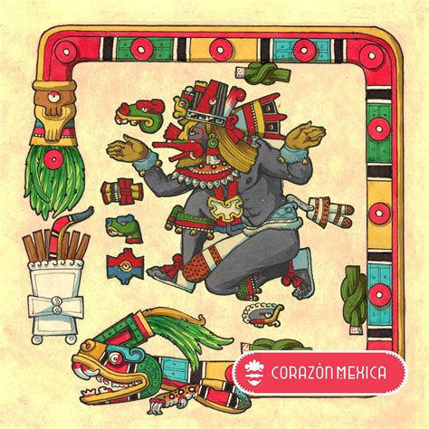 Nahui Tezcatlipoca Quetzalcoatl Mexican Aztec Art - Etsy UK