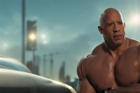 vin diesel as dwayne johnson flexing and yelling let's | Stable Diffusion | OpenArt