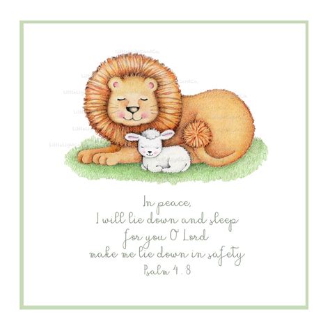 Lion and Lamb Nursery Print Bible Verse Nursery Print | Etsy