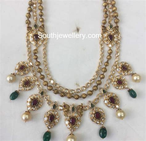 Antique Gold Step Necklace - Indian Jewellery Designs