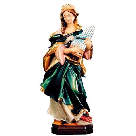 Saint Cecilia Wooden Statue, Life Size Saint Sacred Religious Statues Sculptures, Church ...