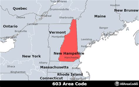 603 Area Code - Location map, time zone, and phone lookup