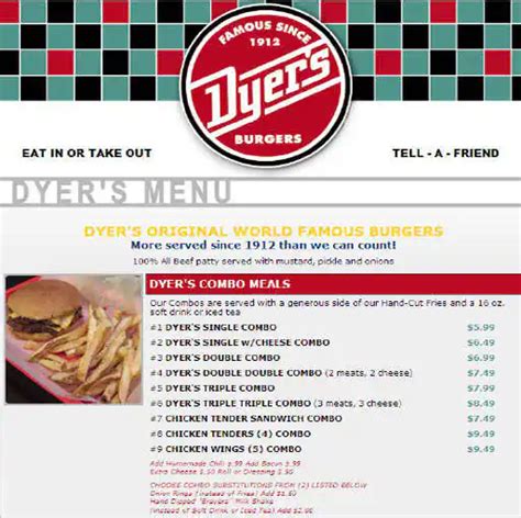 Dyer's Burgers Menu, Menu for Dyer's Burgers, Downtown, Memphis ...