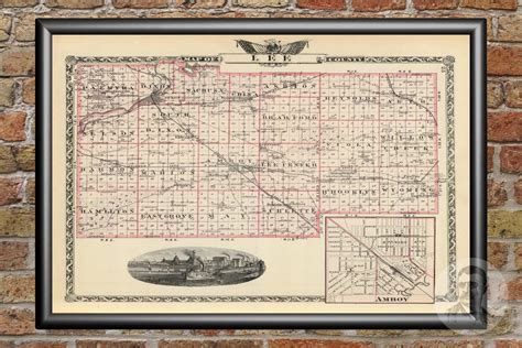 Vintage Lee County IL Map 1876 Old Illinois Map Historical | Etsy