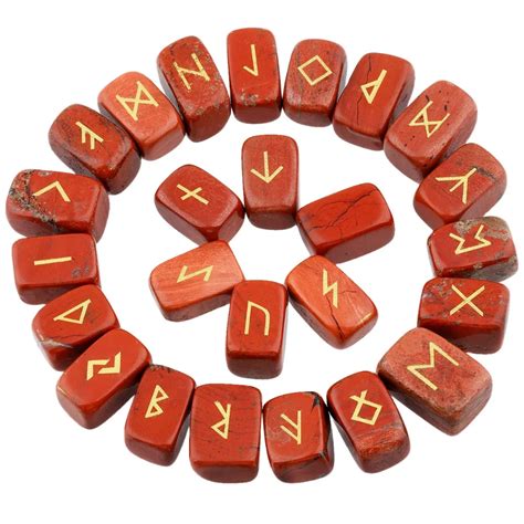 SUNYIK 1Lot (25Pc) Rune Stones Set Healing Reiki Tumbled Stones Engraved Lettering Crystal Set ...