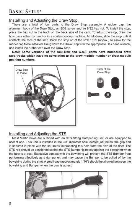 Basic setup, Installing and adjusting the draw stop, Installing and ...