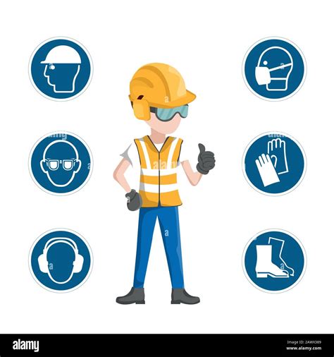 Industrial safety icons, worker with his personal protective equipment Stock Vector Image & Art ...