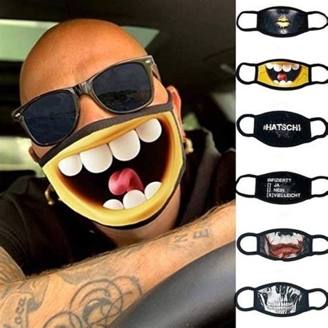 1pcs Funny Mouth Mask Cotton Mens and Womens 3D Cartoon Dustproof ...