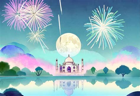 Taj Mahal Fireworks in the Sky. AI Generated Stock Illustration ...