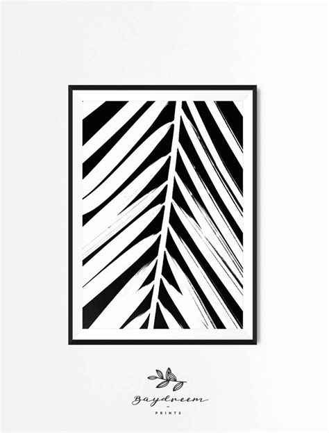 Palm Frond Printable Art Black and White Palm Frond Art | Etsy