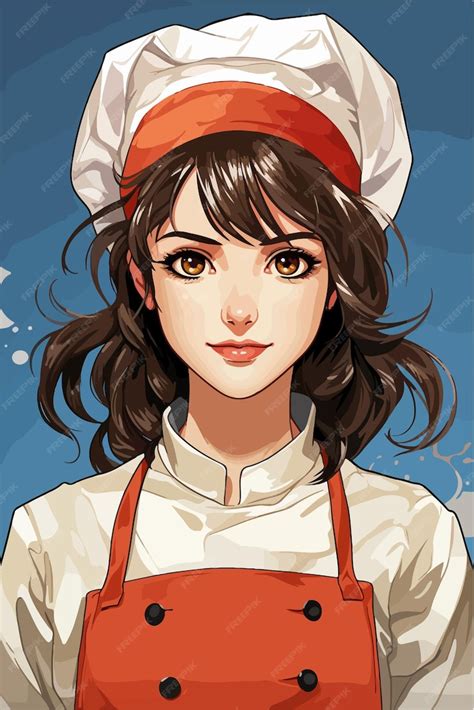 Premium Vector | Anime girl as chef cute and young female chef