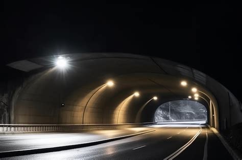 Premium AI Image | Highway tunnel entrance at night