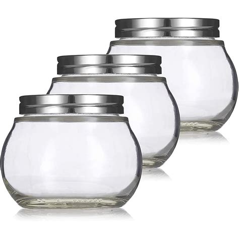 Clear 8 oz / 220 ml Round Glass Jar with Silver Metal Lid - Walmart.com ...