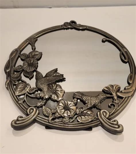 VINTAGE ANDREA BY Sadek Desk Mirror Hummingbirds Trumpet Vine Brass Frame 10" £26.44 - PicClick UK